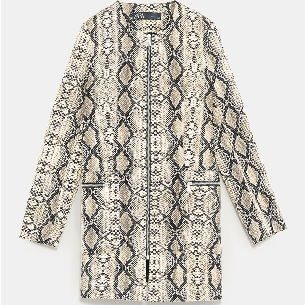 NWOT ZARA Snakeskin Frock Dress Coat SZ L in Women - Picture 5 of 7